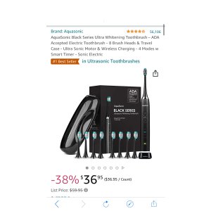 $36.95 AquaSonic Black Series Ultra Whitening Toothbrush 超感白电动牙刷