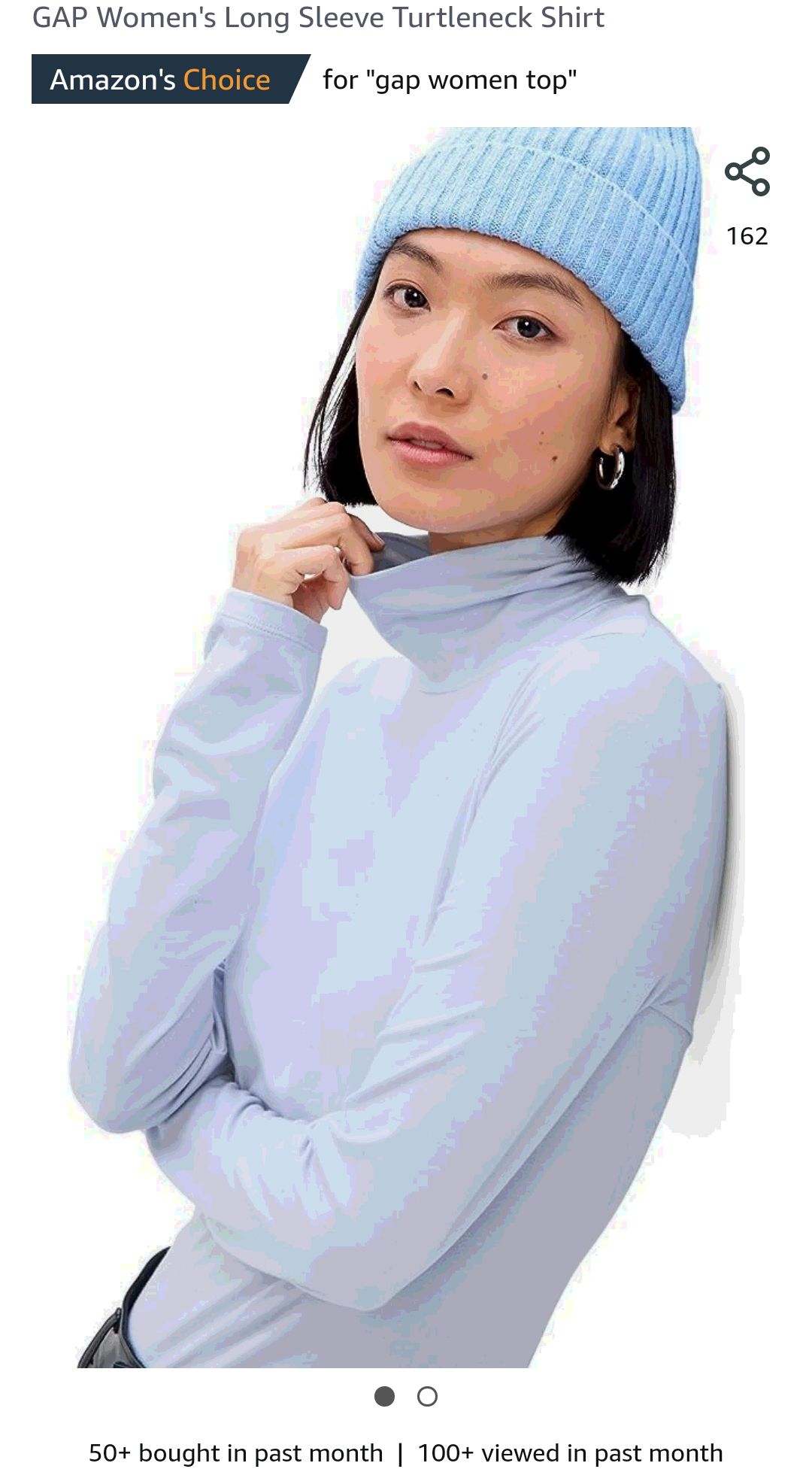GAP 女士水蓝色高领长t恤Womens Long Sleeve Turtleneck Shirt, Ice Blue 740, X-Small US at Amazon Women’s Clothing store