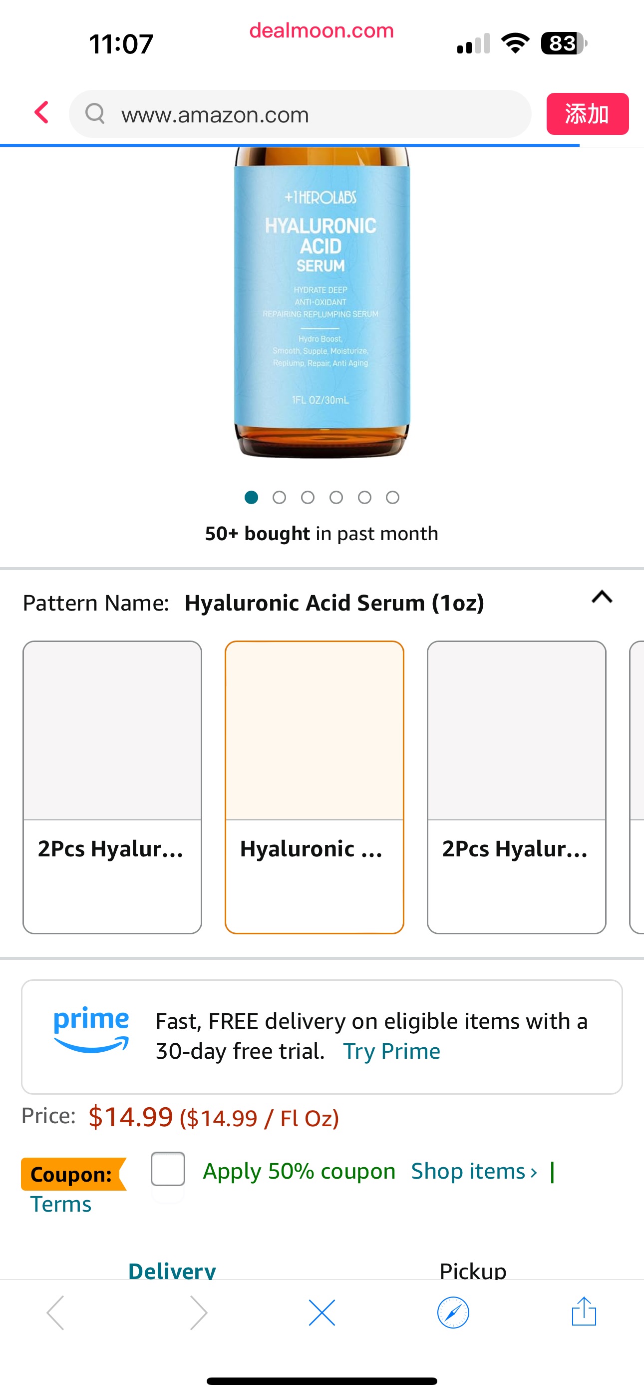 Amazon.com: +1HEROLABS 透明质酸血清抗衰老，细线，暗点，干燥的皮肤-保湿和减皱，1升盎司：美容和个人护理