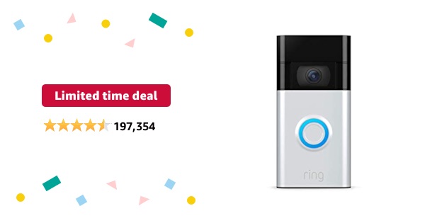 Limited-time deal: Ring Video Doorbell - 1080p HD video, improved motion detection, easy installation – Satin Nickel