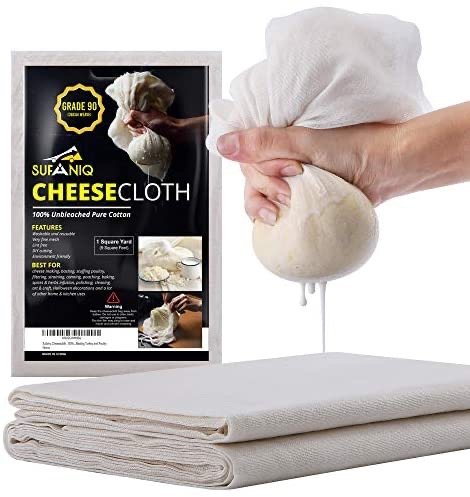 Sufaniq Cheesecloth Grade 90 – 9 Square Feet Unbleached 100% Organic Cotton Fabric