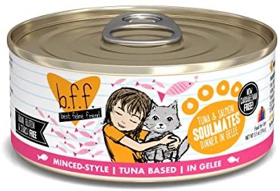 超划算Weruva猫粮！5.5oz. 不到$1/罐！吞拿和三文鱼口味 Best Feline Friend (B.F.F.) Tuna & Salmon Soulmates, 5.5-Ounce Can (Pack of 24)
