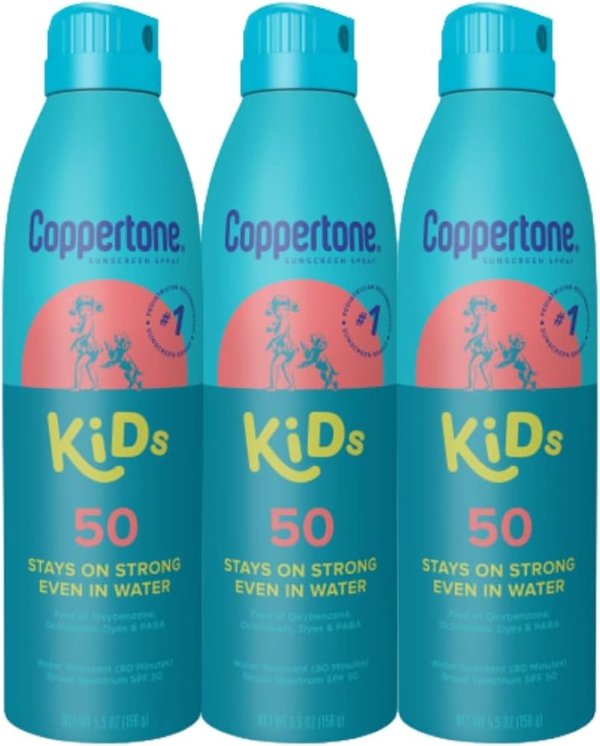 Coppertone SPF50儿童防晒喷雾5.5oz 3瓶