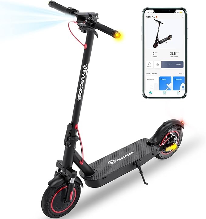 EVERCROSS EV10K PRO App-Enabled Electric Scooter, Electric Scooter Adults with 500W Motor, Up to 19 MPH & 22 Miles E-Scooter, Lightweight Folding Electric Scooter for Adults with 10'' Honeycomb Tires,