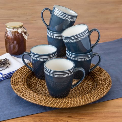 Better Homes Gardens Teal Medallion Mugs Teal Set of 6 16.88