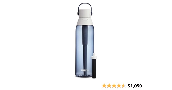 Brita Hard-Sided Plastic Premium Filtering Water Bottle, BPA-Free, Reusable, Replaces 300 Plastic Water Bottles, Filter Lasts 2 Months or 40 Gallons, Includes 1 Filter, Night Sky - 26 oz.