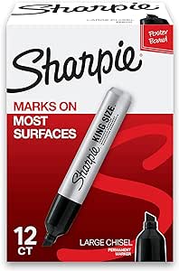 Amazon.com : SHARPIE King Size Permanent Markers | Large Chisel Tip, Great for Poster Boards, Black, 12 Count : Large Sharpies : Office Products