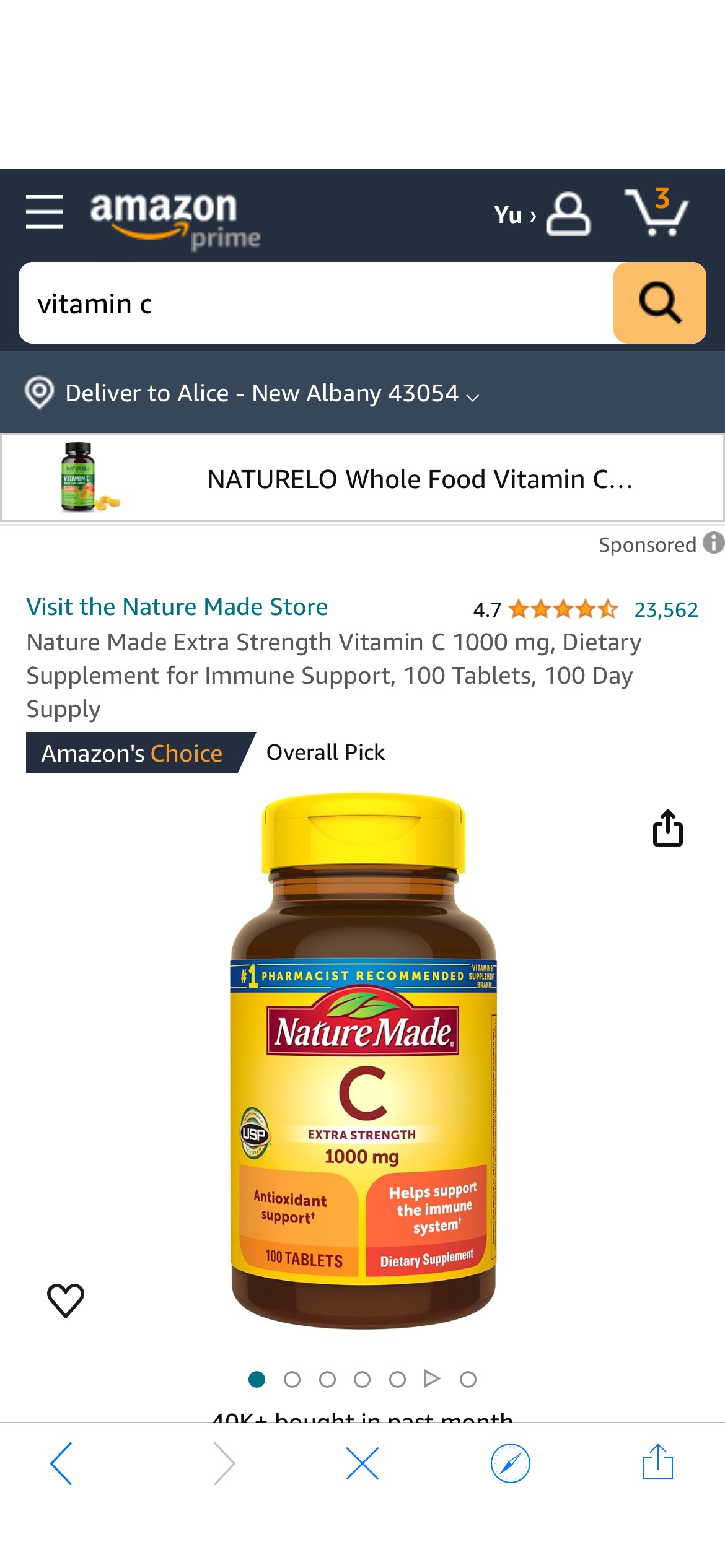 Amazon.com: Nature Made Extra Strength Vitamin C 1000 mg, Dietary Supplement for Immune Support, 100 Tablets, 100 Day Supply : Health & Household