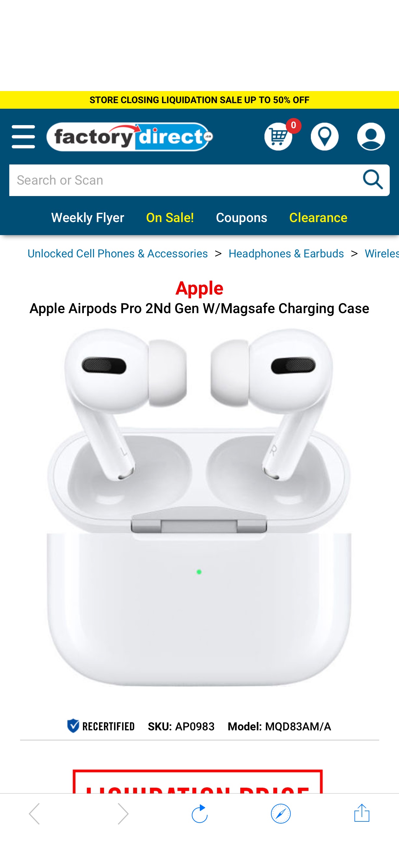 Apple Airpods Pro 2Nd Gen W/Magsafe Charging Case MQD83AM/A AP0983 - Canada’s best deals on Electronics, TVs, Unlocked Cell Phones, Macbooks, Laptops, Kitchen Appliances, Toys, Bed and Bathroom produc