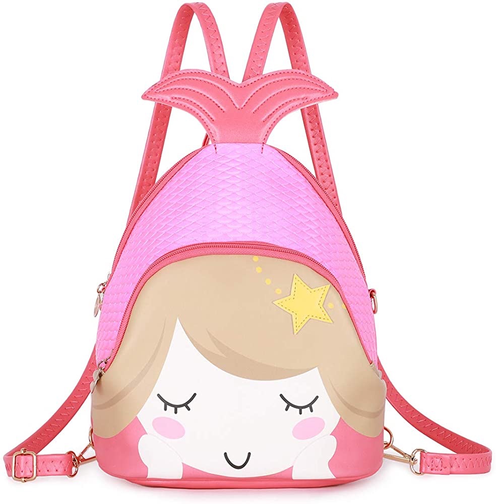 Amazon.com | KL928 Cute Mini Backpack Toddler Animal Casual Daypack PU Leather Preschool Convertible Shoulder Bag Gift for Kids Boys Girls (Mermaid Coral) | Kids' Backpacks可爱型的女孩子背包