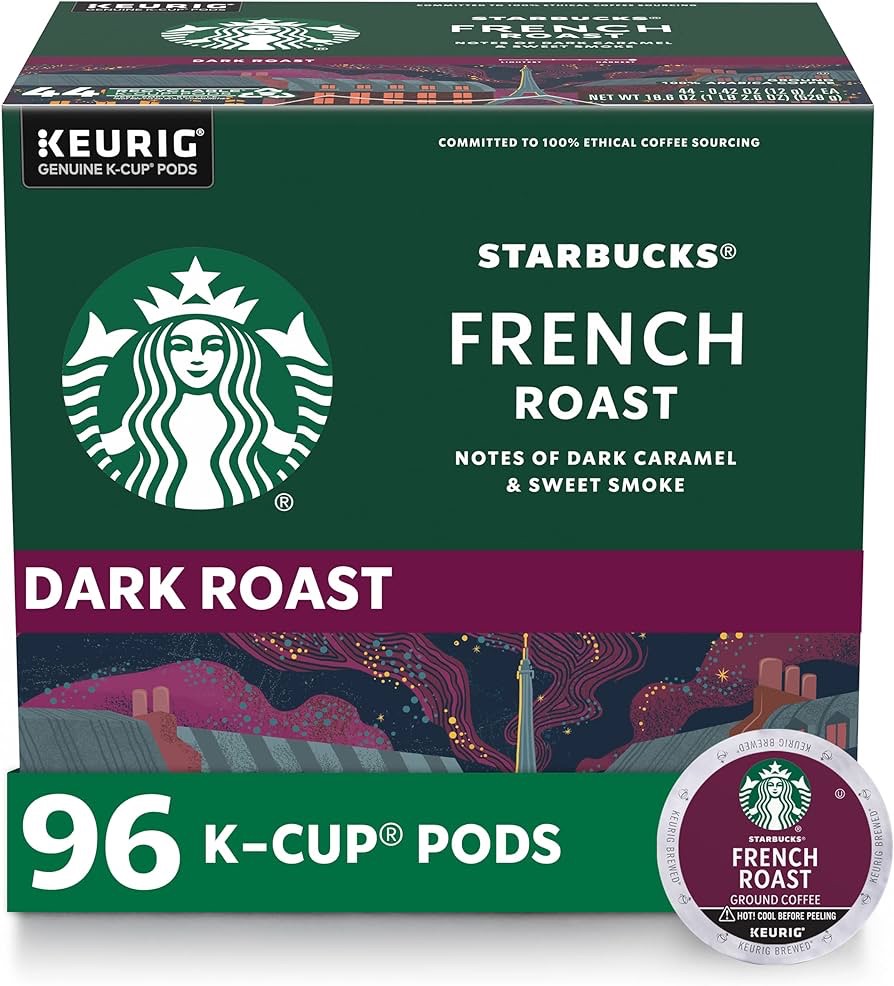 Amazon.com: Starbucks K-Cup Coffee Pods—Dark Roast Coffee—French Roast for Keurig Brewers—100% Arabica—4 boxes (96 pods total) : Grocery & Gourmet Food