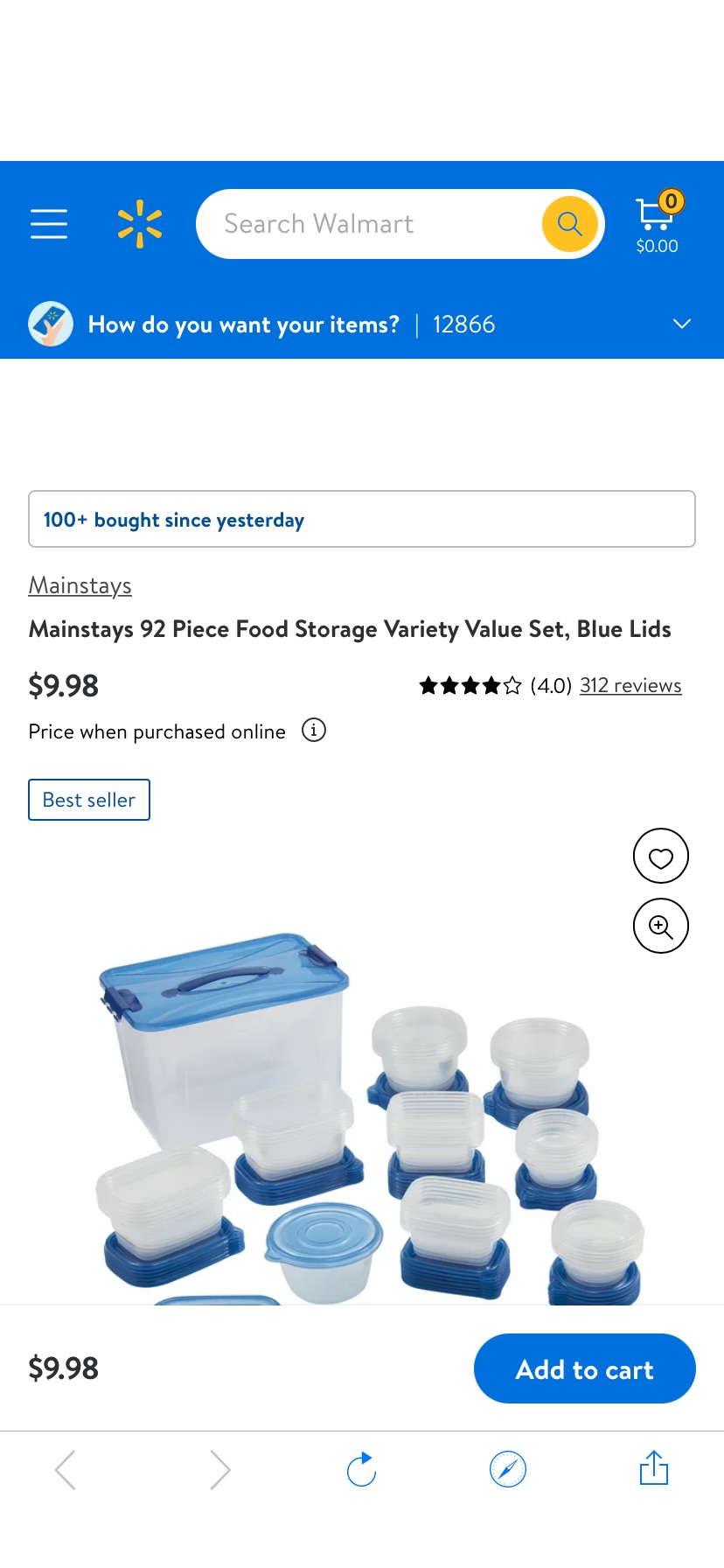 Mainstays 92 Piece Food Storage Variety Value Set, Blue Lids - Walmart.com