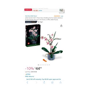 $44.99 Amazon.com: LEGO Orchid 10311 Plant Decor Building Set for Adults; Build an Orchid Display Piece for The Home or Office (608 Pieces) : Toys & Games 乐高兰花