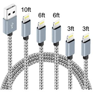 5Pack(3ft 3ft 6ft 6ft 10ft) iPhone Lightning Cable Apple Certified Braided Nylon Fast Charger Cable