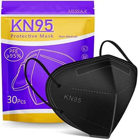 Amazon.com: MISSAA KN95 Face Masks 30 Pack, 5-Ply Breathable & Comfortable Cup Dust Safety Mask, Black KN95 Mask, Protection Masks Against PM2.5 for Adult Women and Men kn95口罩  30片