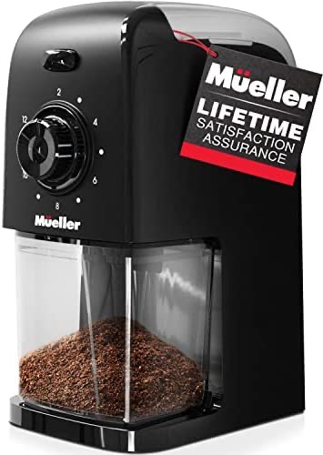 Amazon.com: Mueller SuperGrind Burr Coffee Grinder Electric with Removable Burr Grinder Part - Up to 12 Cups of Coffee, 17 Grind Settings with 5,8oz/164g Coffee Bean Hopper Capacity, 咖啡研磨机