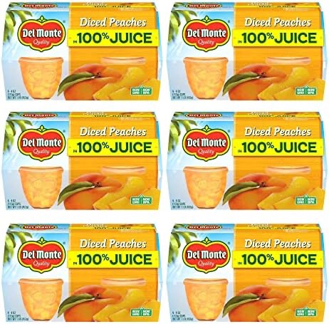 Amazon.com : DEL MONTE Diced Peaches FRUIT CUP Snacks in 100% Fruit Juice, 24 Pack, 4 oz Cup 桃子水果杯