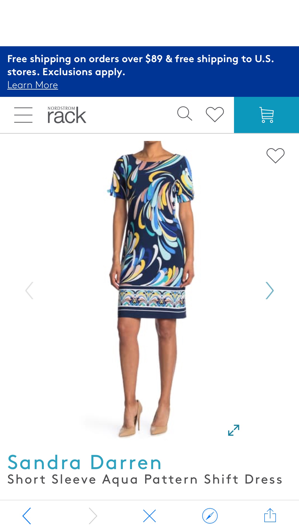 Sandra Darren | Short Sleeve Aqua Pattern Shift Dress | Nordstrom Rack
连衣裙