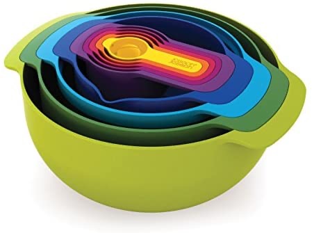 Amazon.com: Joseph Joseph Nest 9 Nesting Bowls Set with Mixing Bowls Measuring Cups Sieve Colander, 9-Piece, Multicolored: Kitchen Tool Sets: Kitchen & Dining碗