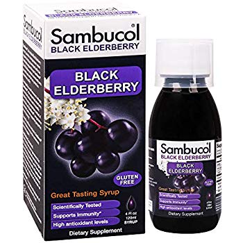 Sambucol黑接骨木4液盎司瓶,高抗氧化黑接骨木提取物糖浆提高免疫力