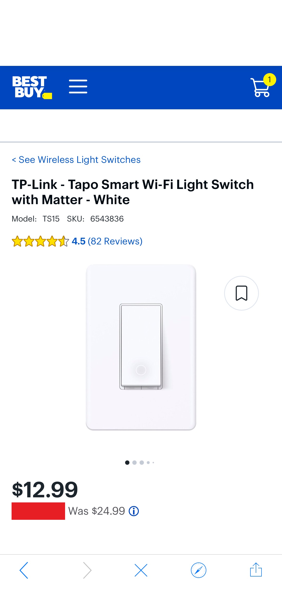 TP-Link Tapo Smart Wi-Fi Light Switch with Matter White TS15 - Best Buy