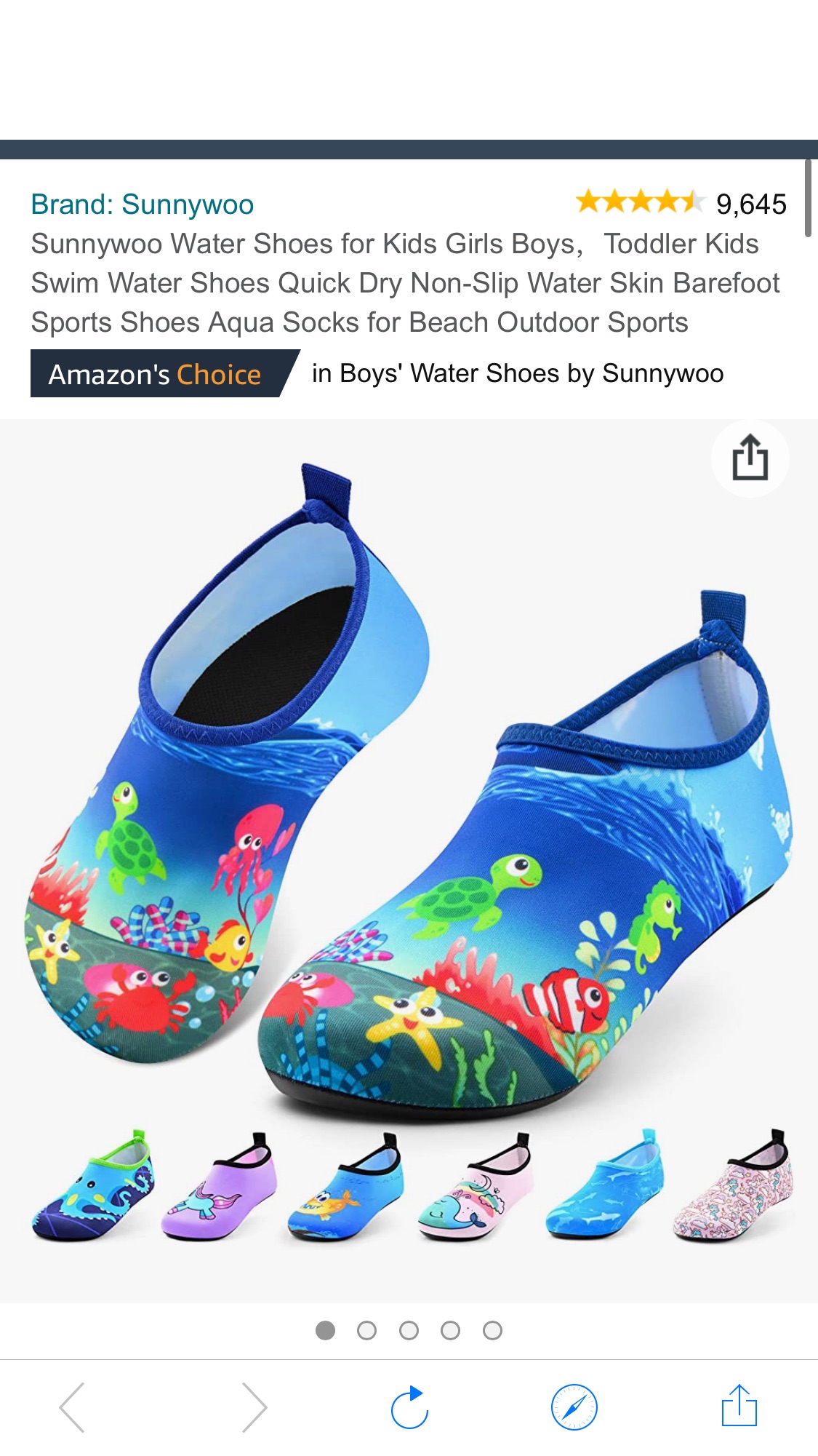 Sunnywoo Water Shoes for Kids Girls Boys,Toddler Kids Swim Water Shoes Quick Dry Non-Slip Water Skin Barefoot Sports Shoes Aqua Socks for Beach Outdoor Sports,4-5 Toddler,Sea World小孩鞋