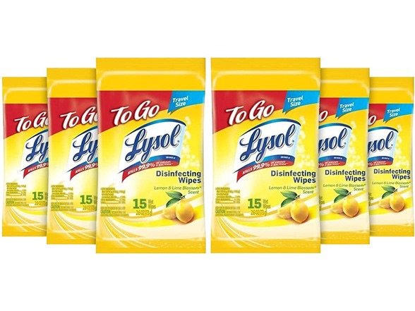 LYSOL Disinfecting Wipes - Lemon & Lime Blossom To-Go Flatpack 15 ct (48 Pack)