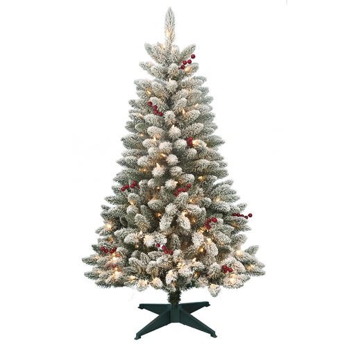 DONNER & BLITZEN 4.5' Pre-Lit Redwood Berry Flocked Pine with 200 Clear Lights @ Sears.com