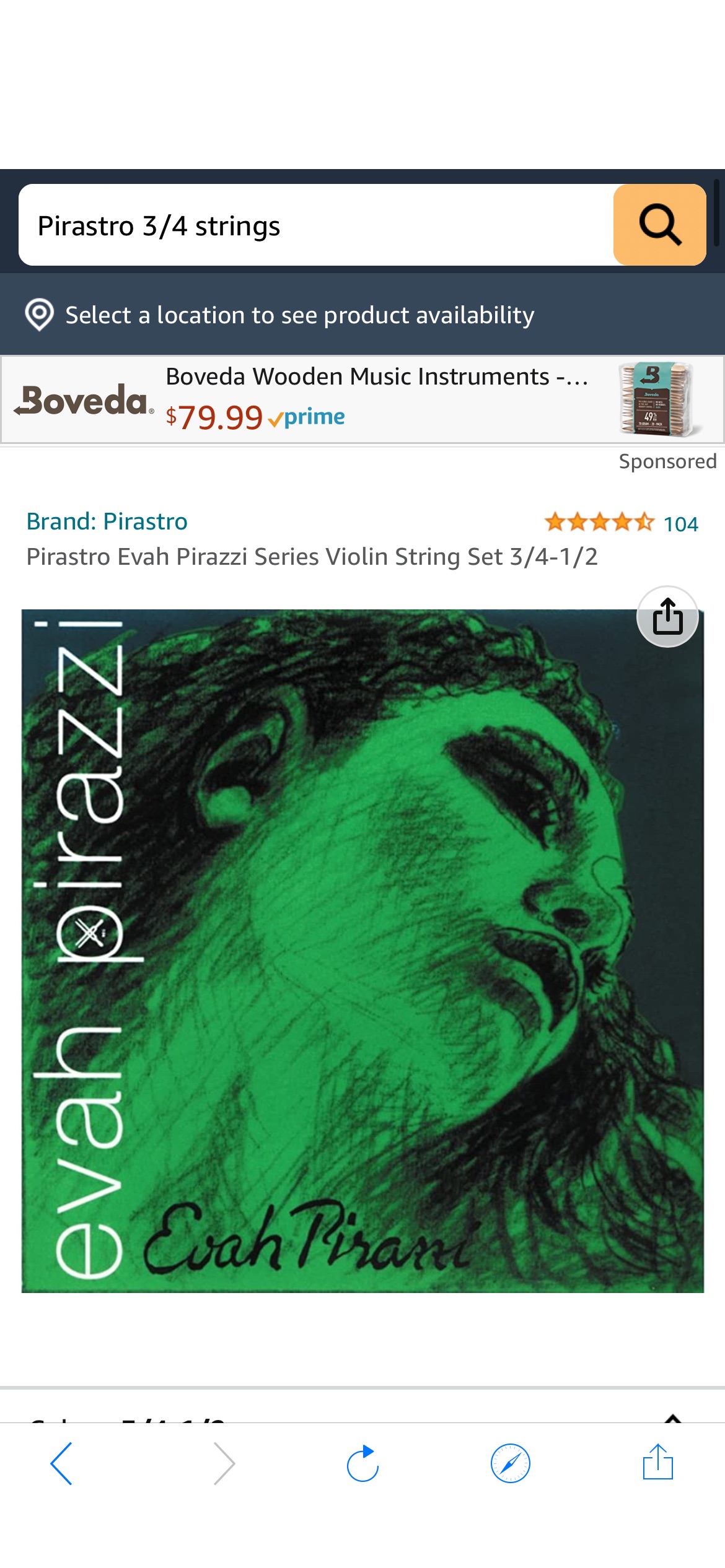 Amazon.com: Pirastro Evah Pirazzi Series Violin String Set 3/4-1/2 : Musical Instruments
