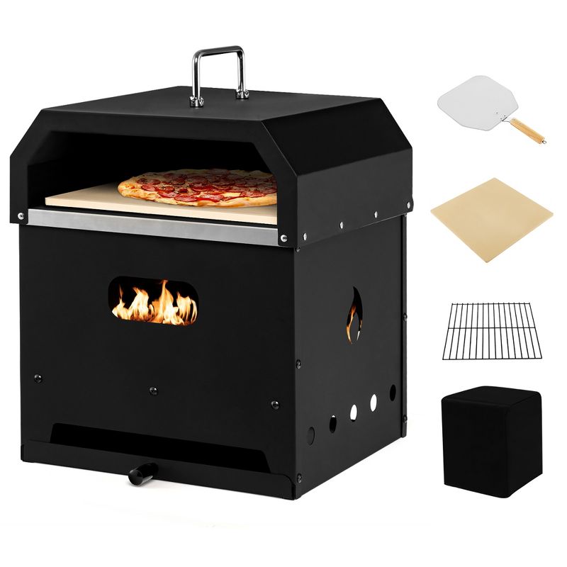 Costway 4-in-1 Multipurpose Outdoor Pizza Oven Wood Fired 2-layer Detachable Oven : Target