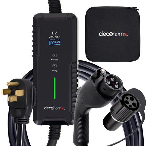Deco Home Level 1-2 240V 32A Portable EV Charger, NEMA 14-50 and 5-15 Plugs, Tesla Adapter | BuyDig.com
