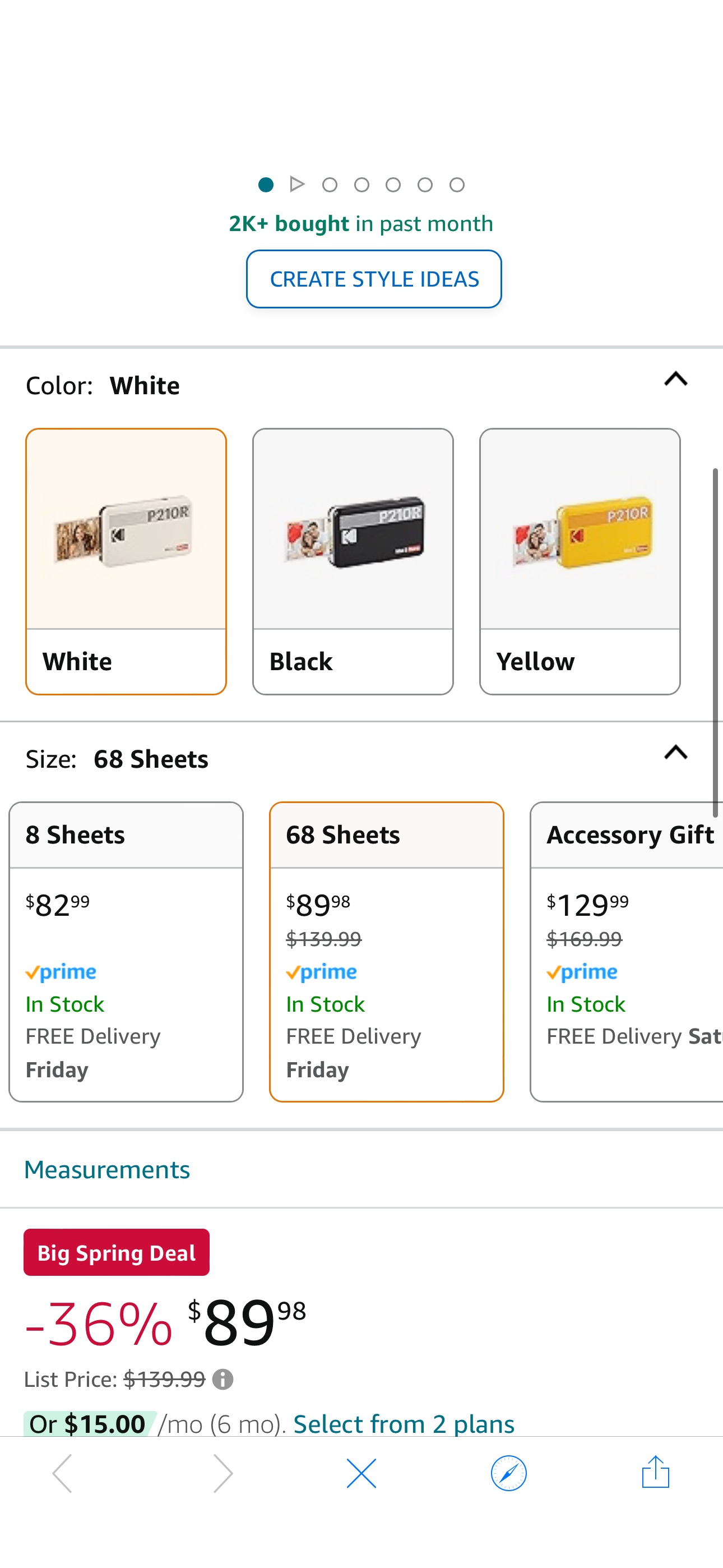 Amazon.com: KODAK Mini 2 Retro 4PASS Portable Photo Printer (2.1x3.4 inches) + 68 Sheets Bundle, White : Electronics