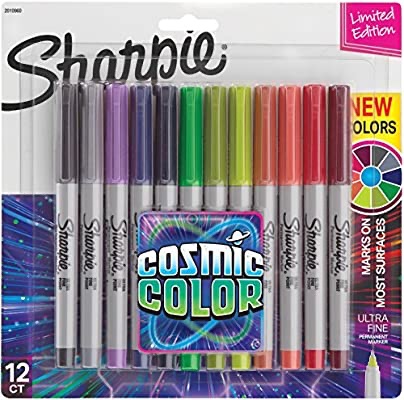 Amazon.com : Sharpie Permanent Markers, Ultra Fine Point, Cosmic Color, Limited Edition, 12 Count : Office Products多色记号笔