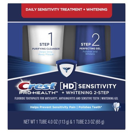 Crest HD Sensitive + Whitening Two-Step Toothpaste, 4.0 oz and 2.3 oz Tubes