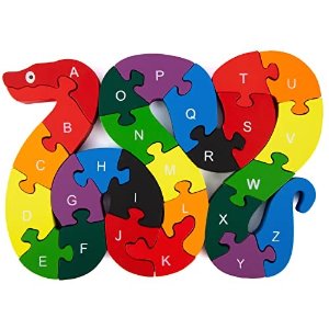 Koogel 蛇形木质字母数字彩色拼图