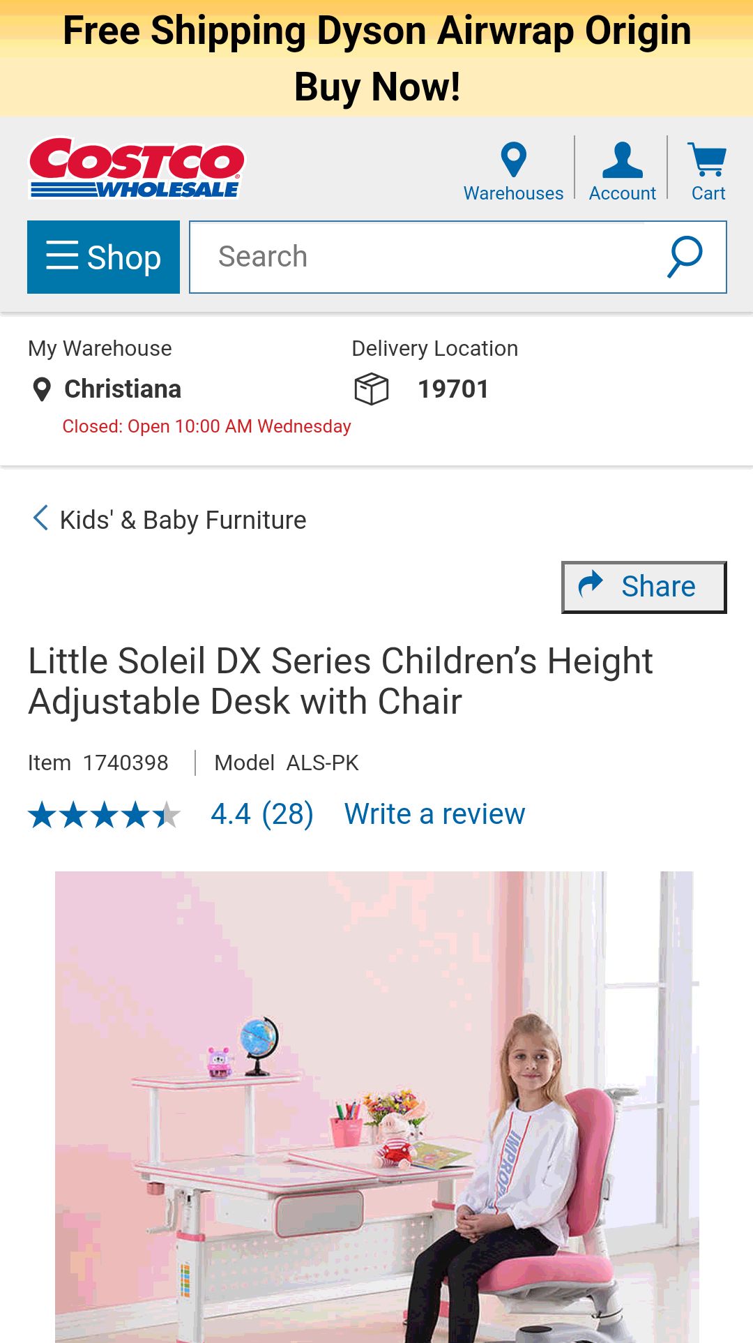 Little Soleil DX Series Children’s Height Adjustable Desk with Chair | Costco 儿童可升降桌椅套装