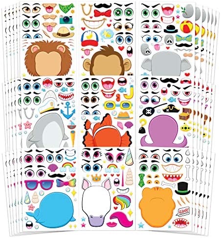 Amazon.com: JOYIN 36 PCS Make-a-face Sticker Sheets Make Your Own Animal Mix and Match Sticker Sheets