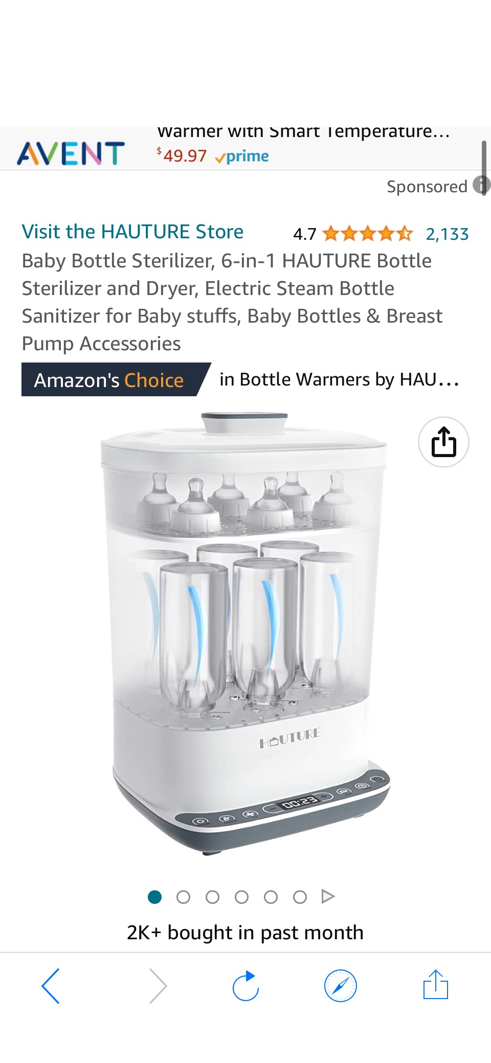 Amazon.com : Baby Bottle Sterilizer, 6-in-1 HAUTURE Bottle Sterilizer and Dryer, Electric Steam Bottle Sanitizer for Baby stuffs, Baby Bottles & Breast 原价99.99