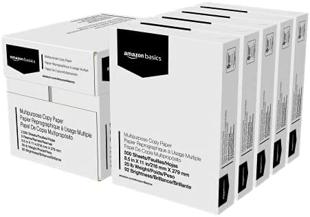 Amazon.com : Amazon Basics Multipurpose Copy Printer Paper, 8.5 x 11 Inch 20Lb Paper - 10 Ream Case (5,000 Sheets), 92 GE Bright White : Office Products