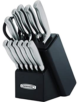 Amazon.com: Farberware Stamped 15-Piece High-Carbon Stainless Steel Knife Block Set, Steak Knives: Kitchen & Dining