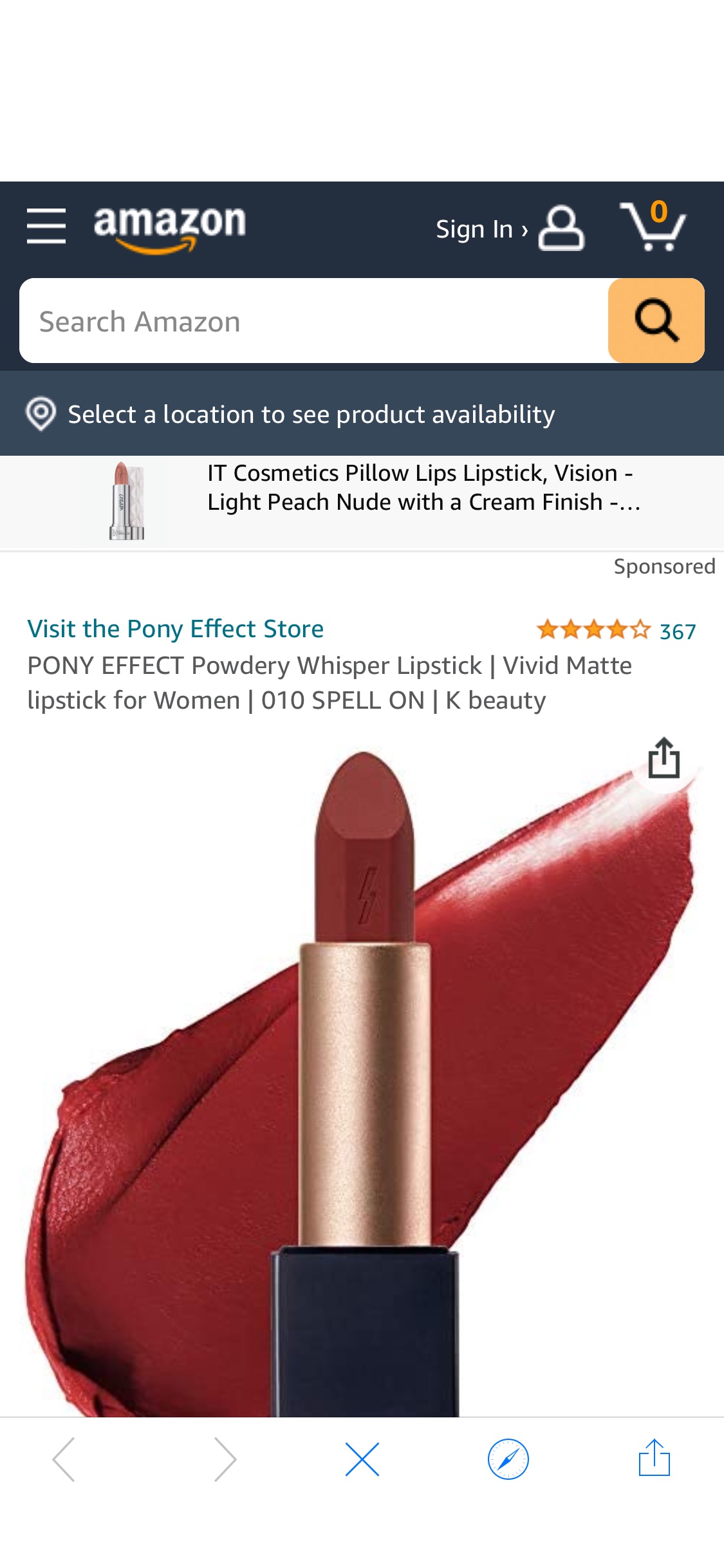 Amazon.com : PONY EFFECT Powdery Whisper Lipstick | Vivid Matte lipstick for Women | 010 SPELL ON