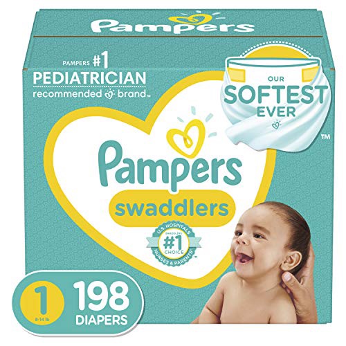 Amazon.com: Diapers Size 1/Newborn, 198 Count - Pampers Swaddlers Disposable Baby Diapers (Packaging & Prints May Vary) : Baby