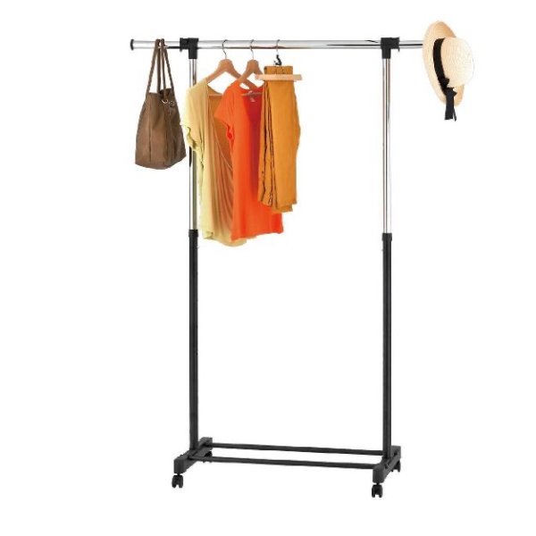 Room Essentials Adjustable Single Rod Garment Rack Black