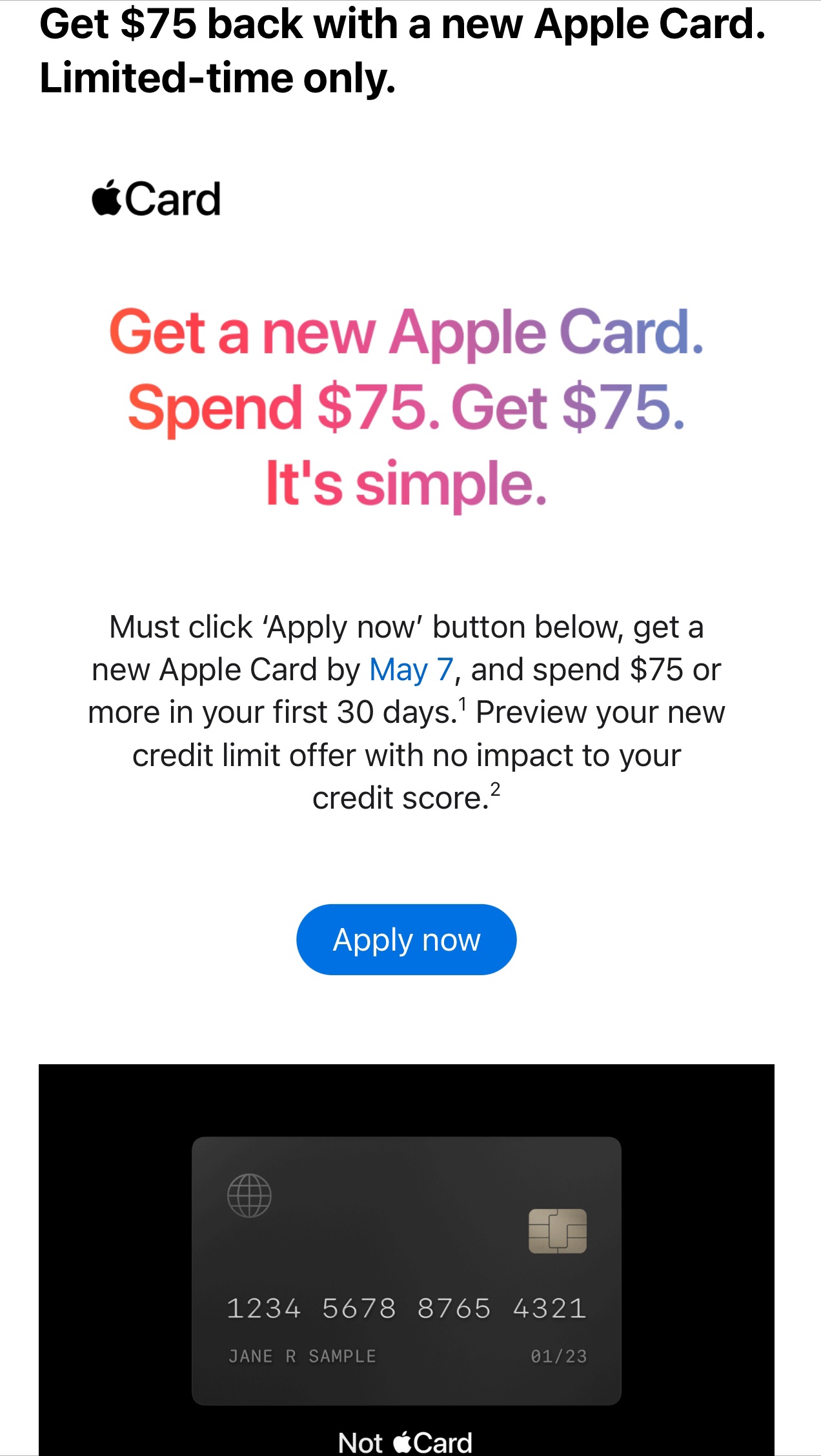 Get $75 back with a new Apple Card