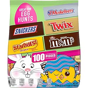 Amazon.com: Mars M&amp;M&#39;S, SNICKERS, TWIX, 3 MUSKETEERS &amp; STARBURST Assorted Easter Basket Candy, 31.06 oz, 100 Piece Bag : Grocery &amp; Gourmet Food