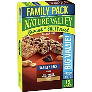 Nature Valley Sweet and Salty Nut Variety Pack 15ct: Peanut, Almond, and Dark Chocolate, Peanut and Almond Granola Bars