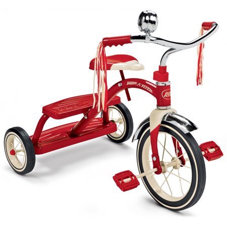, Classic Red Dual Deck Tricycle, 12" Front Wheel, Red