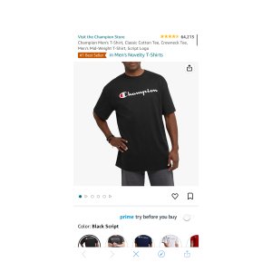 $12.04 Champion mens Classic T-shirt, Classic Script T Shirt, Black-y06794, X-Large US | Amazon.com