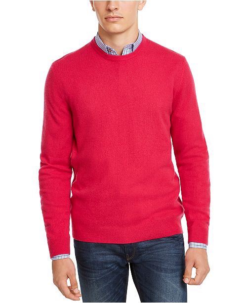 100%羊绒毛衣，Club Room Cashmere Crew-Neck Sweater, Created for Macy's & Reviews - Sweaters - Men - Macy's