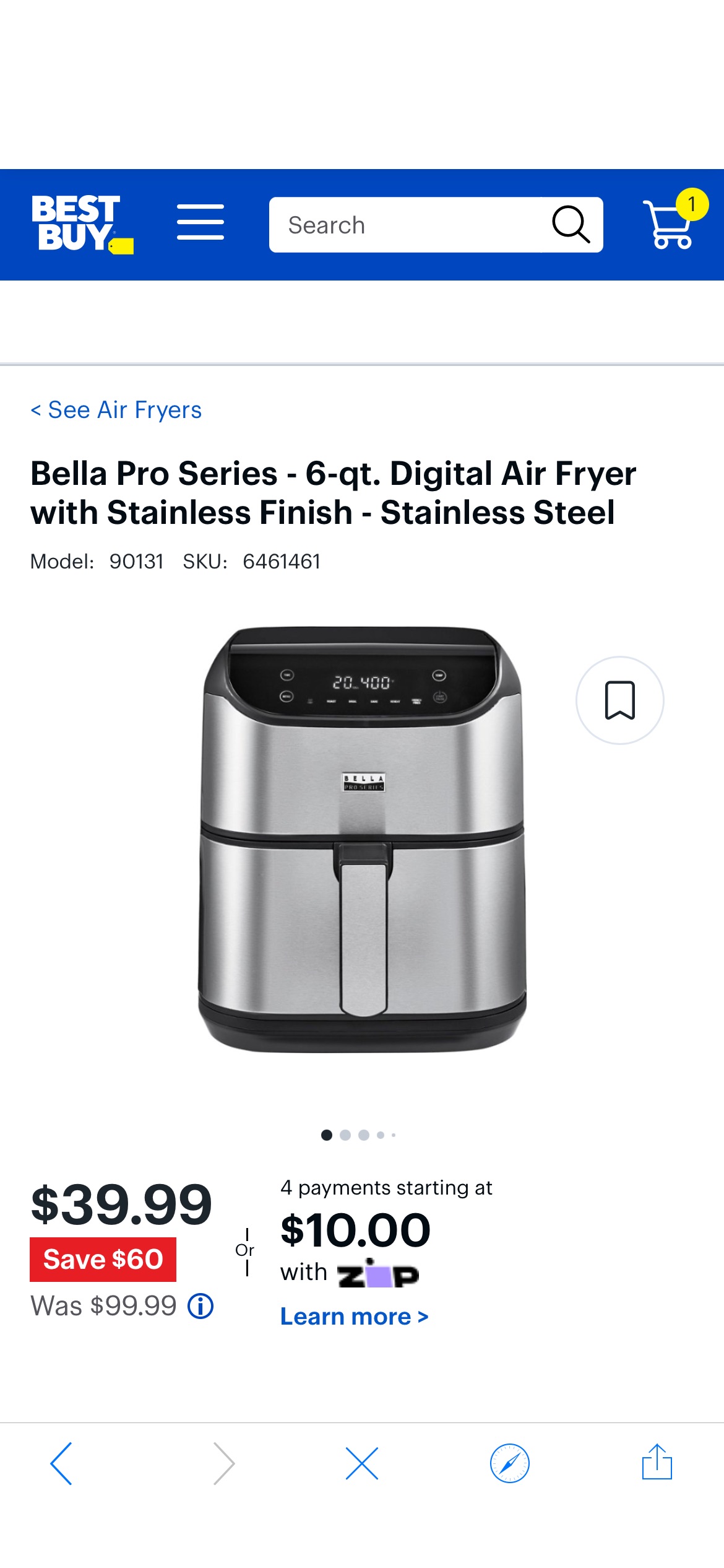 Bella Pro Series 6-qt. Digital Air Fryer with Stainless Finish Stainless Steel 90131 - Best Buy